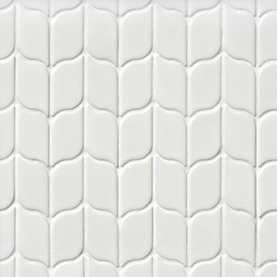 Laura Ashley Leaf White Porcelain Mosaic Wall and Floor Tile - 11 x 13 in.