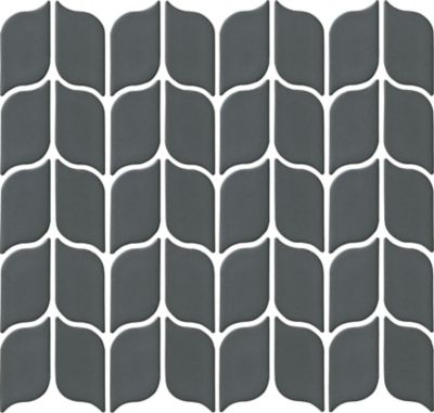 Laura Ashley Leaf Charcoal Porcelain Mosaic Wall and Floor Tile - 11 x 13 in.