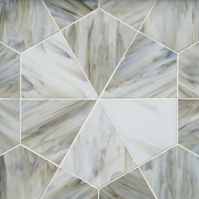 Estallido Blue Mocha Glass Hex Wall Tile - 10 x 11 in.