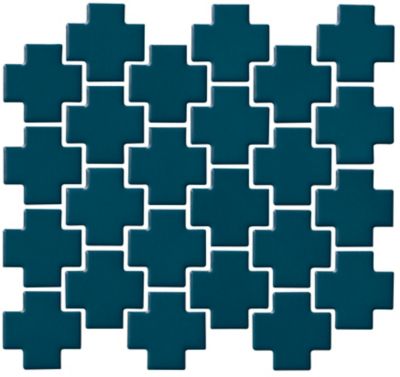 Cross Teal Porcelain Mosaic Wall and Floor Tile