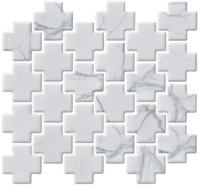 Cross Snow White Porcelain Mosaic Wall and Floor Tile