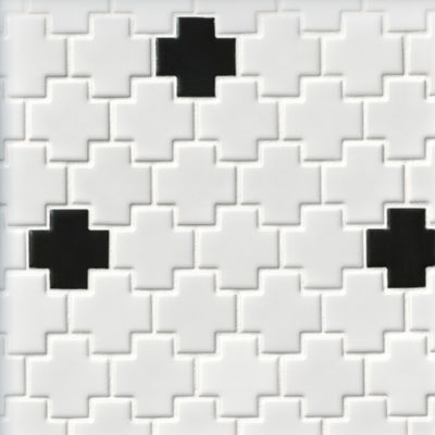 Cross Black White Combo Porcelain Mosaic Wall and Floor Tile