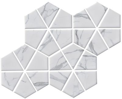 Spoke Snow White Porcelain Mosaic Wall and Floor Tile