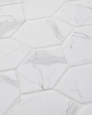 Gaia Snow White Porcelain Mosaic Wall and Floor Tile - The Tile Shop