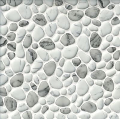 Carrara Gris Glass Pebble Mosaic Wall and Floor Tile Sample