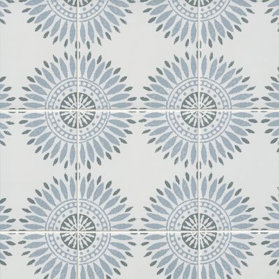 Laura Ashley Sunflower Charcoal with Cloud Blue Porcelain Wall and Floor Tile - 8 x 8 in.