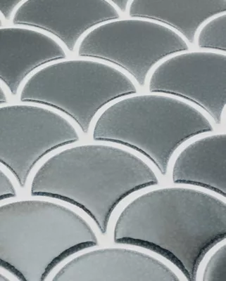 Fan Steel Crackle Glossy Porcelain Mosaic Wall Tile - The Tile Shop
