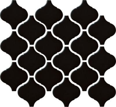 Arabesque Black Porcelain Mosaic Wall and Floor Tile - 11 x 12 in.