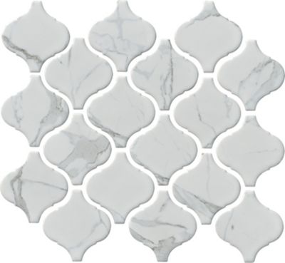 Arabesque Snow White Porcelain Mosaic Wall and Floor Tile - 11 x 12 in.