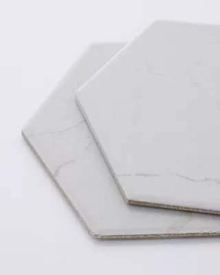 Keystone Hex White Porcelain Mosaic Wall and Floor Tile - 8 x 9 in