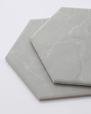 Keystone Hex Grey Porcelain Mosaic Wall and Floor Tile - 8 x 9 in