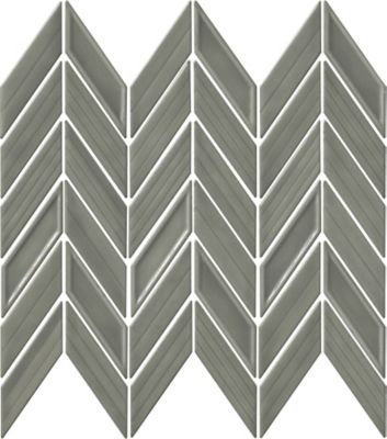 Chevron Light Grey Gloss Ceramic Mosaic Wall Tile