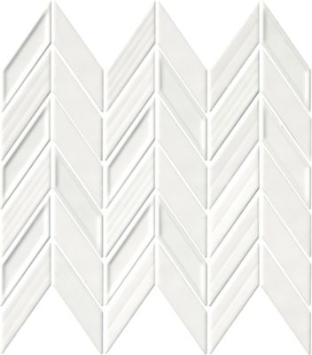 Chevron White Gloss Ceramic Mosaic Wall Tile Sample