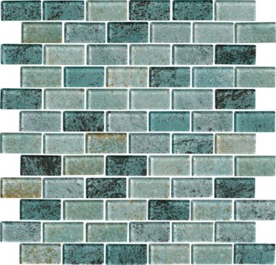 Swell Green Glass Mosaic Wall and Floor Tile - 1 x 2 in.