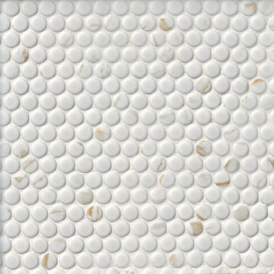 Penny Round Calacatta Gold Matte Porcelain Mosaic Wall and Floor Tile