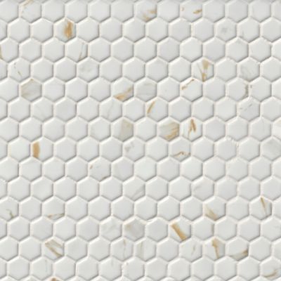Calacatta Gold Matte Hex Porcelain Mosaic Wall and Floor Tile - 1 in.