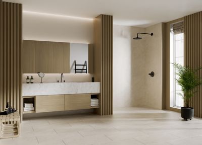 Max Rapolano Ivory Matte Shower Kit - 30 x 94 + 32 x 94 in.
