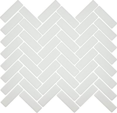 Herringbone White Gloss Porcelain Mosaic Wall and Floor Tile
