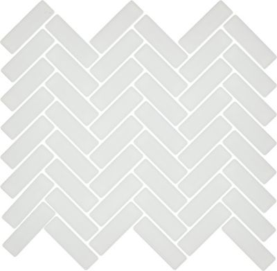Herringbone White Matte Porcelain Mosaic Wall and Floor Tile