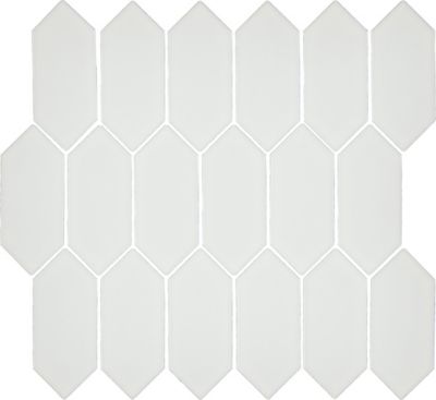 Picket White Gloss Porcelain Mosaic Wall and Floor Tile