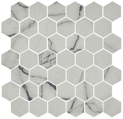 Spider Marquina Hex Porcelain Wall and Floor Tile - 2 x 2 in