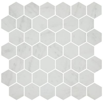 Marble Match Royal Satin Matte Porcelain Hexagon Mosaic Wall and Floor Tile - 2 x 2.5 in.
