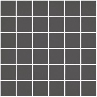 Signature Pewter Glossy Porcelain Square Mosaic Wall and Floor Tile - 2 x 2 in.
