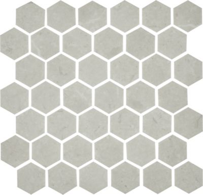 Normatech Ivory Matte Recycled Glass Hexagon Mosaic Wall and Floor Tile - 2 x 2 in.