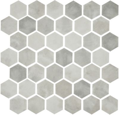 Shabby Terra Matte Recycled Glass Hexagon Mosaic Wall and Floor Tile - 2 x 2 in.