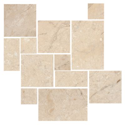 Queen Beige Tumbled Small Versailles Pattern Marble Floor Tile