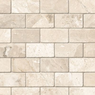 Queen Beige Tumbled Amalfi Marble Mosaic Tile - 12 x 12 in.
