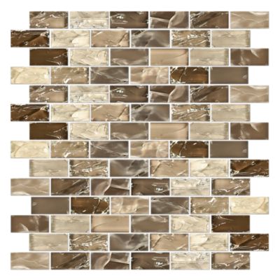 Mexican Sand Shimmer Brick Glass Mosaic Tile - 1 x 2 in.