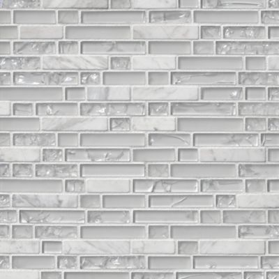 Snow Stria with Glass Stone Mosaic Tile - 12 x 12 in.