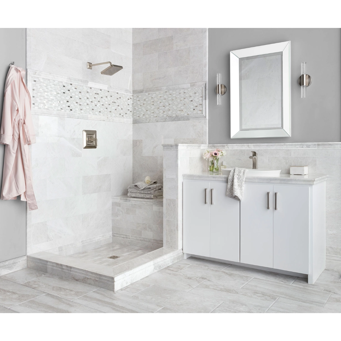 Meram Blanc Carrara Polished Marble Floor Tile - 12 x 24 in. Meram Blanc Carrara Polished Marble Floor Tile - 12 x 24 in.