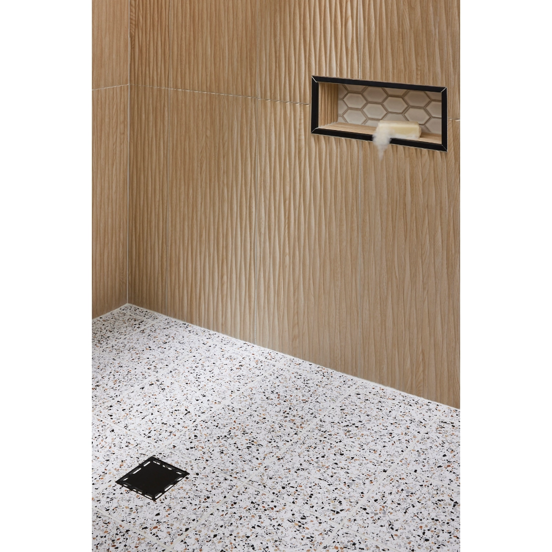 Shapes Elongated Hex Off White Two Tone Porcelain Mosaic Wall Tile - 3 in. Shapes Elongated Hex Off White Two Tone Porcelain Mosaic Wall Tile - 3 in.
