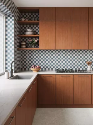 Fired Earth Chiswick Chic Checkerboard Indigo Porcelain Wall and