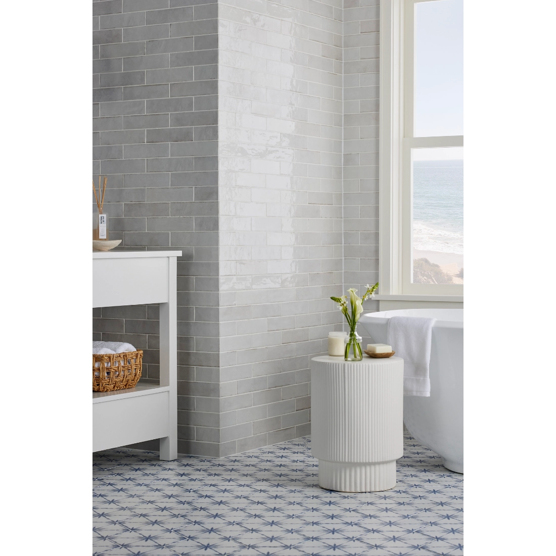 Tribeca Gypsum White Porcelain Wall Tile - 2.5 x 10 in. Tribeca Gypsum White Porcelain Wall Tile - 2.5 x 10 in.