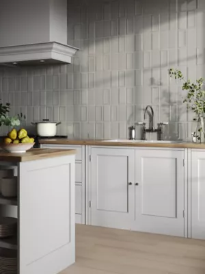 Signature Gris Frame Glossy Ceramic Subway Wall Tile - 4 x 8 in